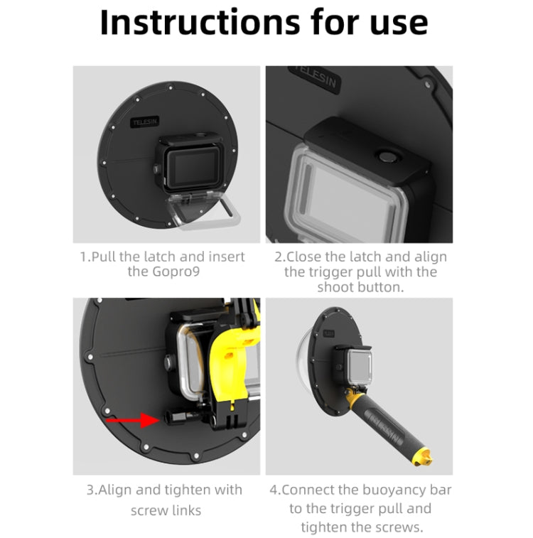 Carcasa impermeable TELESIN 30M para GoPro Hero11 Black / HERO10 Black / HERO9 Black