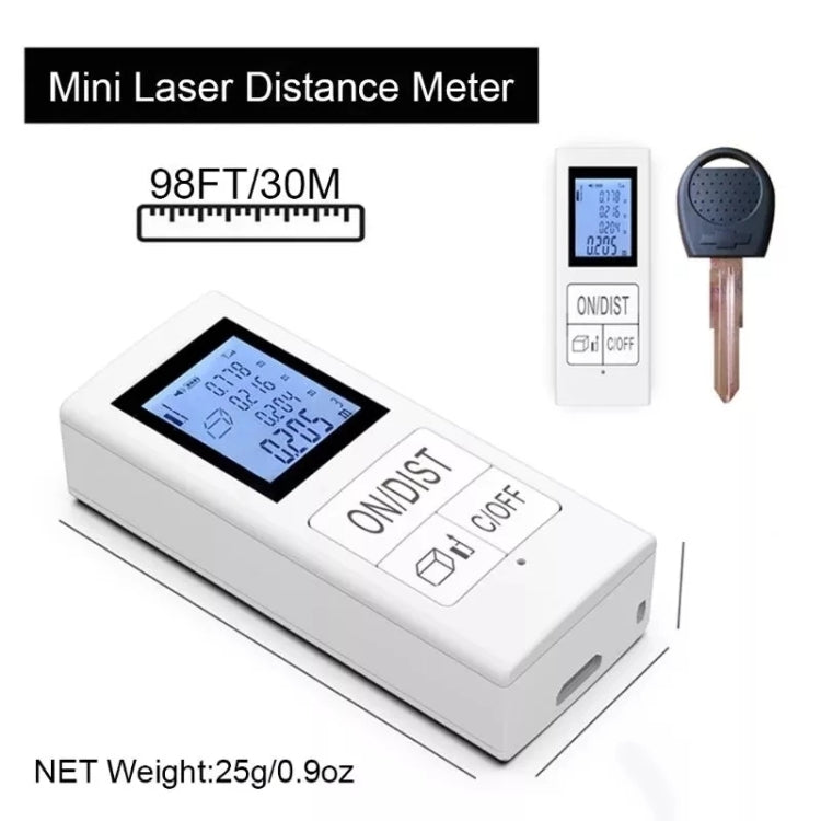 Mini telémetro electrónico infrarrojo recargable portátil de 30 m, White