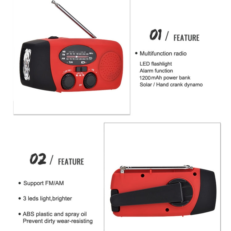 HanRongda HRD-902 Prevención de desastres y iluminación de carga solar de emergencia Radio portátil móvil, HRD-902