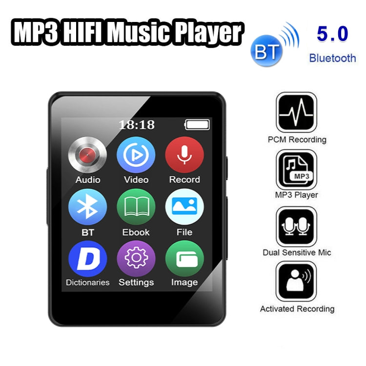 Reproductor de música MP3 Bluetooth 5.0 Grabador de libros electrónicos MP4 Walkman, Without Memory Card, 8GB, 16GB, 32GB, 64GB, 128GB