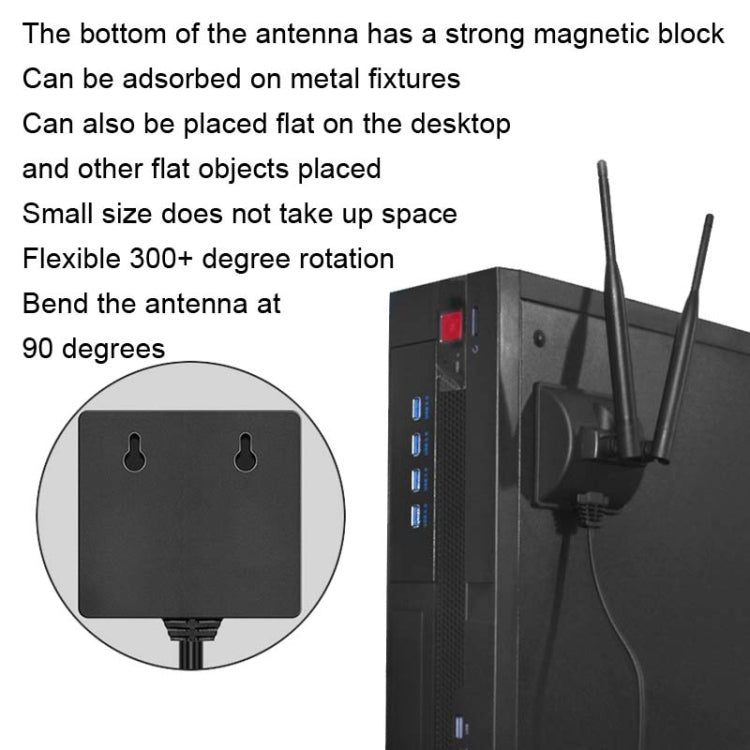 2.4GHz 5GHz 6DBI Succión magnética WiFi Antena PCI-E Tarjeta de red WiFi, 6DBI