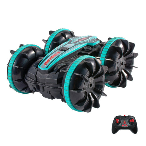 2.4G Truco anfibio Control remoto Coche de doble cara Conducción rodante Niños Juguetes eléctricos, Red, Green