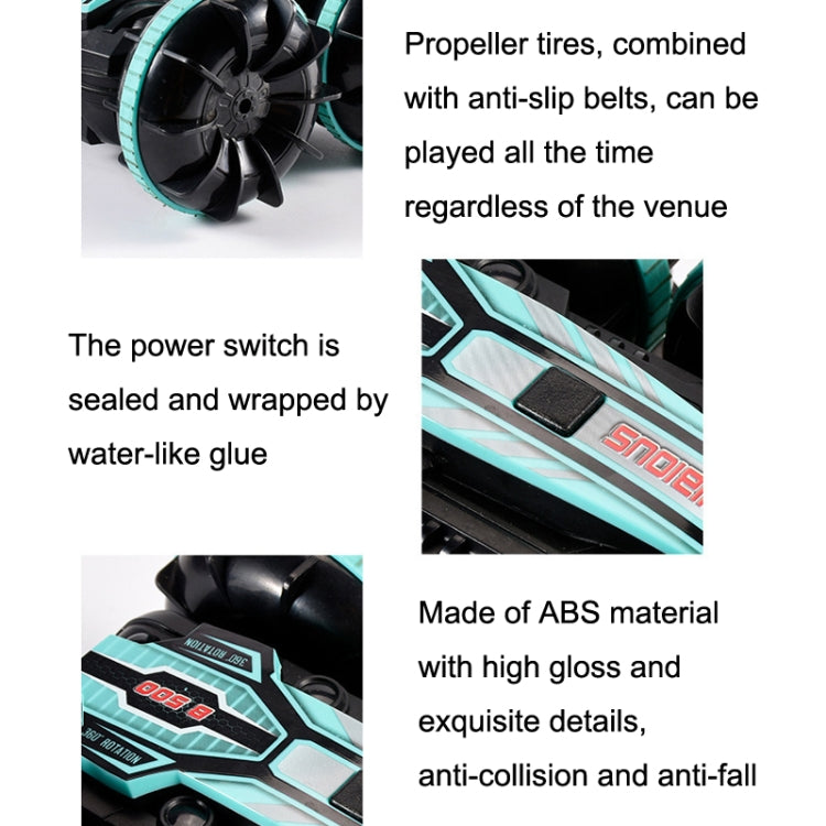 2.4G Truco anfibio Control remoto Coche de doble cara Conducción rodante Niños Juguetes eléctricos, Red, Green