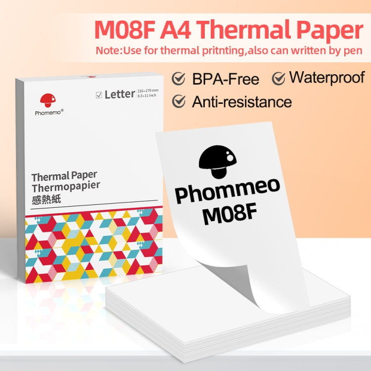 Para Phomemo M08F 200 hojas de papel de impresión térmica Compatible con MR.IN Brother Pocket Jet / MT800, A4 Thermal  Paper, Folding A4 Thermal Paper, Letter Thermal Paper, Folding Letter Thermal Paper