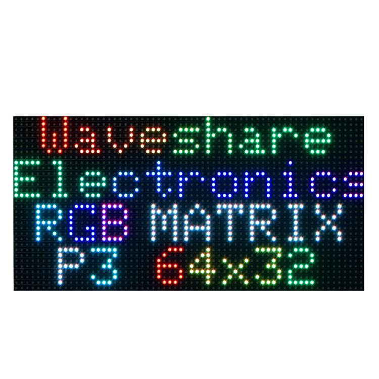 Panel de matriz LED RGB a todo color Waveshare, paso de 3 mm, 64 × 32 píxeles, brillo ajustable,, Standard Version, GOB Version