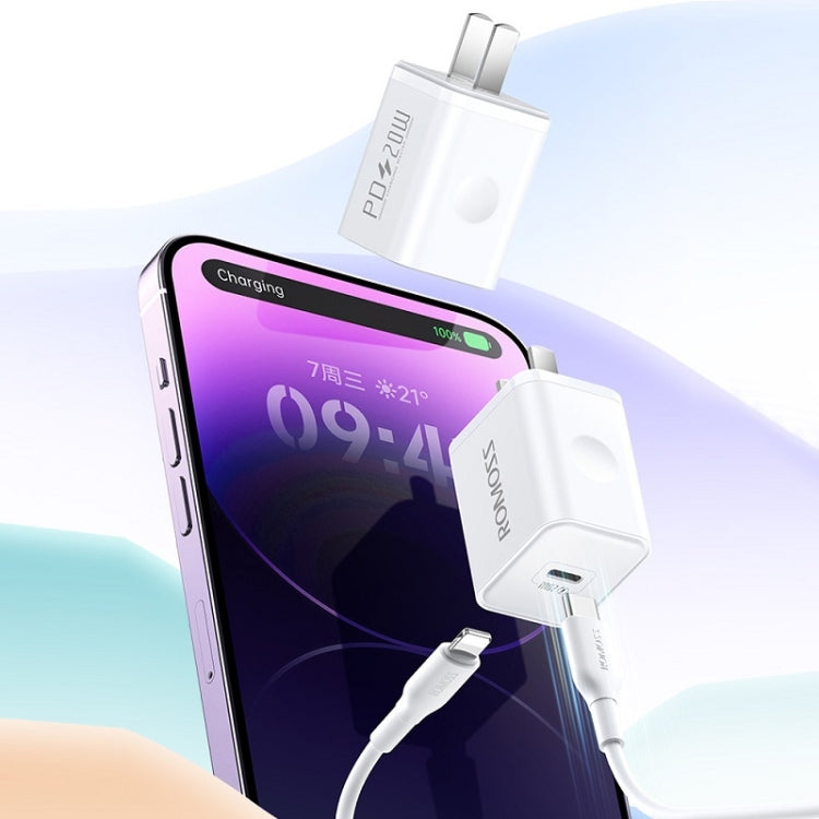 Cargador rápido ROMOSS PD20W para Apple/Huawei y Xiaomi, enchufe CN, Single-port, Double-port, For Apple PD Charging Cable