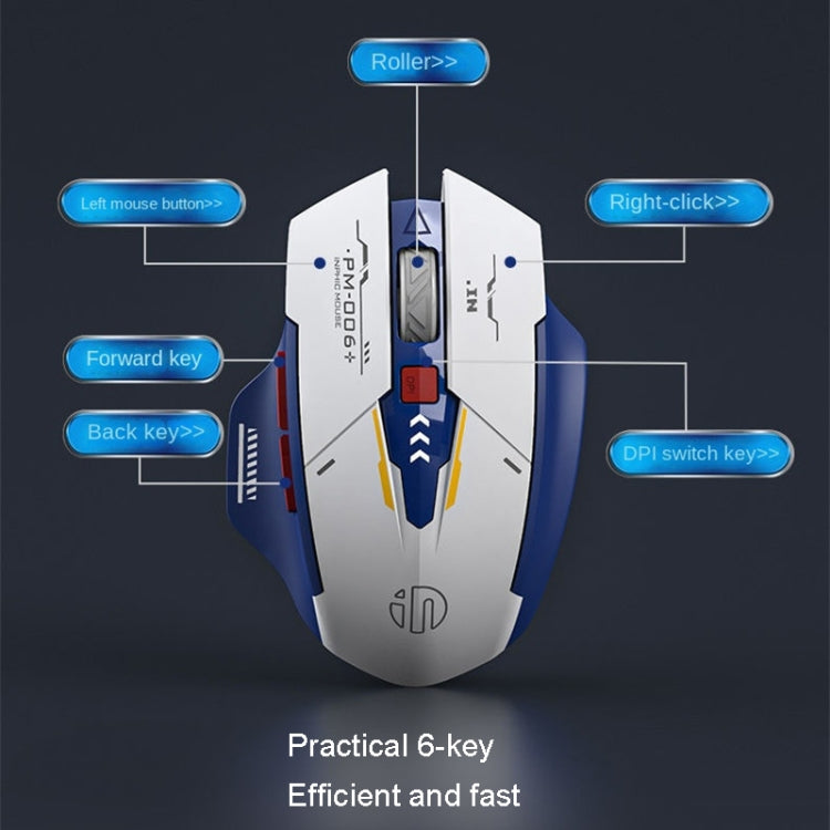 Ratón inalámbrico Inphic M6P Mecha para carga de juegos de oficina, F9 Mecha