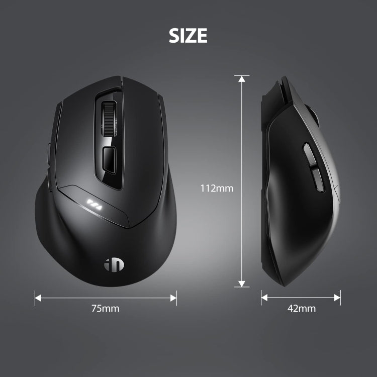 Ratón inalámbrico Inphic DR01 Bluetooth de 3 modos que carga el juego de oficina silencioso ordenador portátil uso doméstico, DR01 (Black)