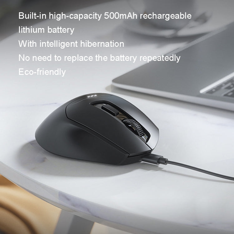 Ratón inalámbrico Inphic DR01 Bluetooth de 3 modos que carga el juego de oficina silencioso ordenador portátil uso doméstico, DR01 (Black)