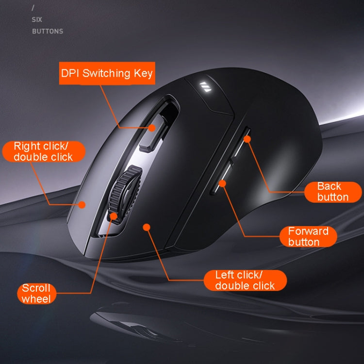 Ratón inalámbrico Inphic DR01 Bluetooth de 3 modos que carga el juego de oficina silencioso ordenador portátil uso doméstico, DR01 (Black)