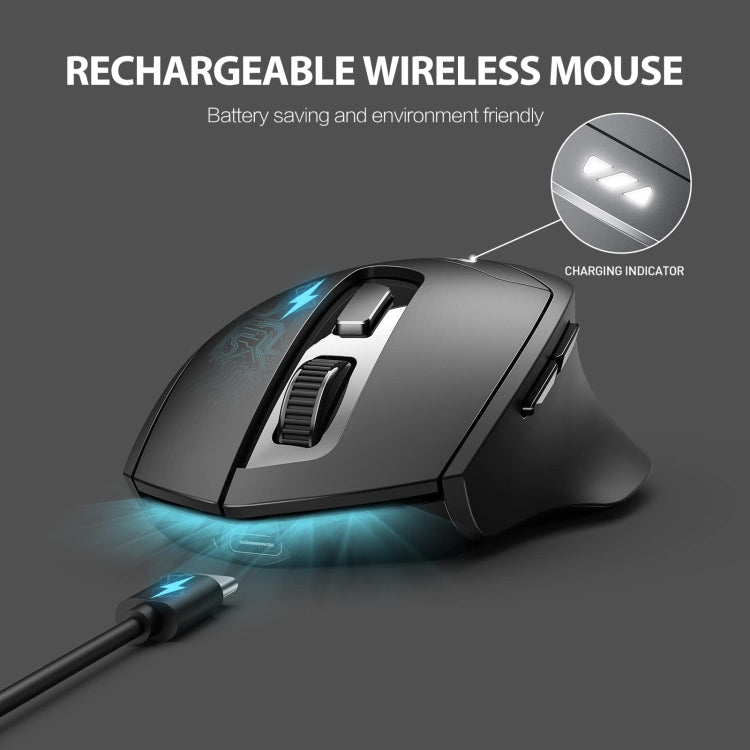 Ratón inalámbrico Inphic DR01 Bluetooth de 3 modos que carga el juego de oficina silencioso ordenador portátil uso doméstico, DR01 (Black)