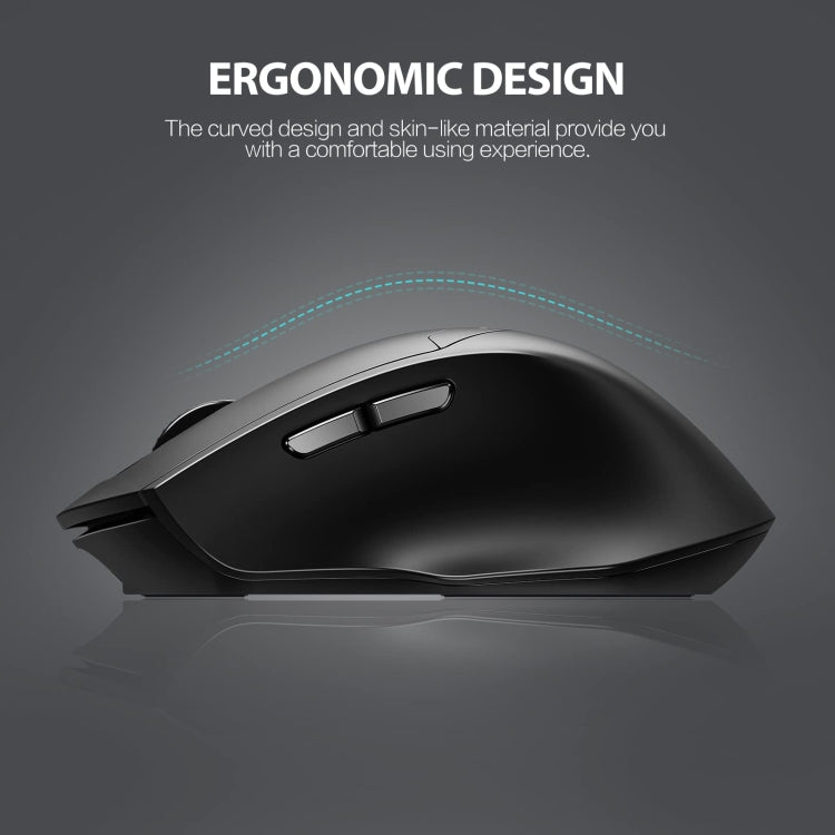 Ratón inalámbrico Inphic DR01 Bluetooth de 3 modos que carga el juego de oficina silencioso ordenador portátil uso doméstico, DR01 (Black)