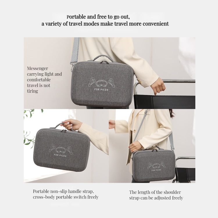 Para PICO 4 VR bolsa de almacenamiento integrada bolsa de mensajero caja protectora de carcasa dura, For PICO 4 Hard Shell  Bag
