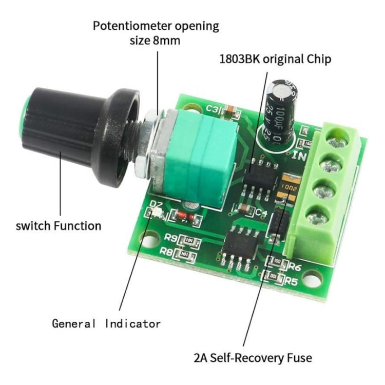 2 uds 1,8 V/3 V/5 V/6 V/12 V 2A PWM DC interruptor del regulador del Motor, 1803BK 1.8V/3V/5V/6V/12V 2A