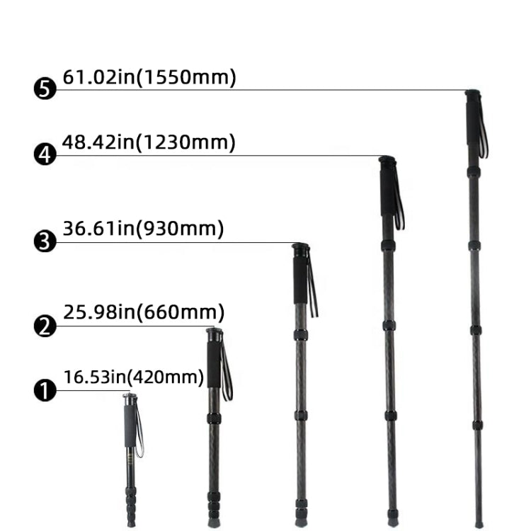 Soporte para selfies de fotografía con palo de montañismo monopié para cámara DSLR de fibra de carbono, P285C