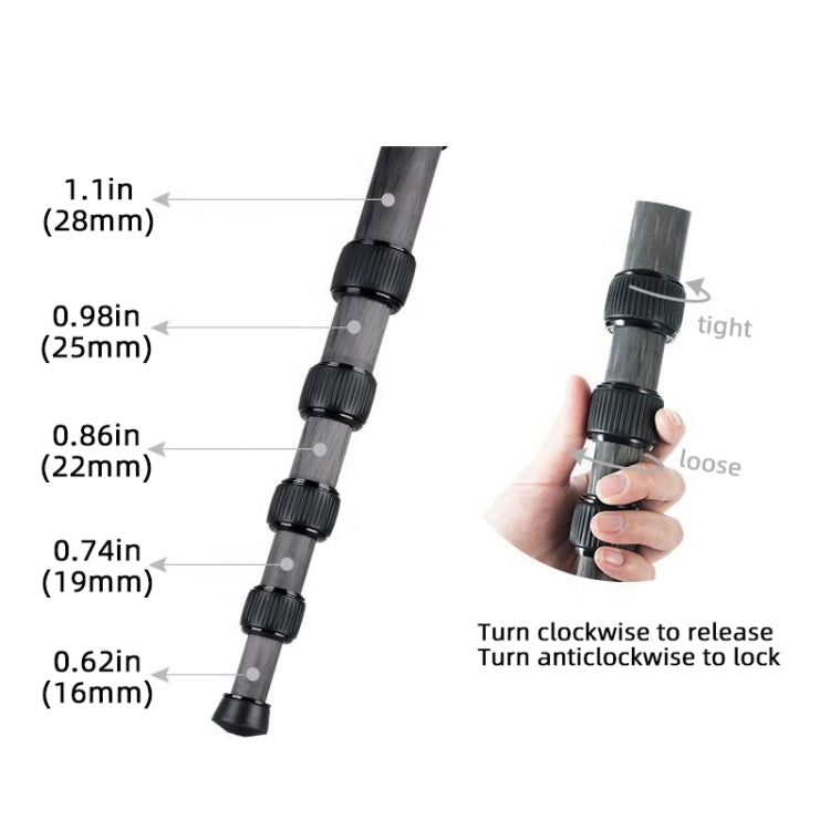 Soporte para selfies de fotografía con palo de montañismo monopié para cámara DSLR de fibra de carbono, P285C