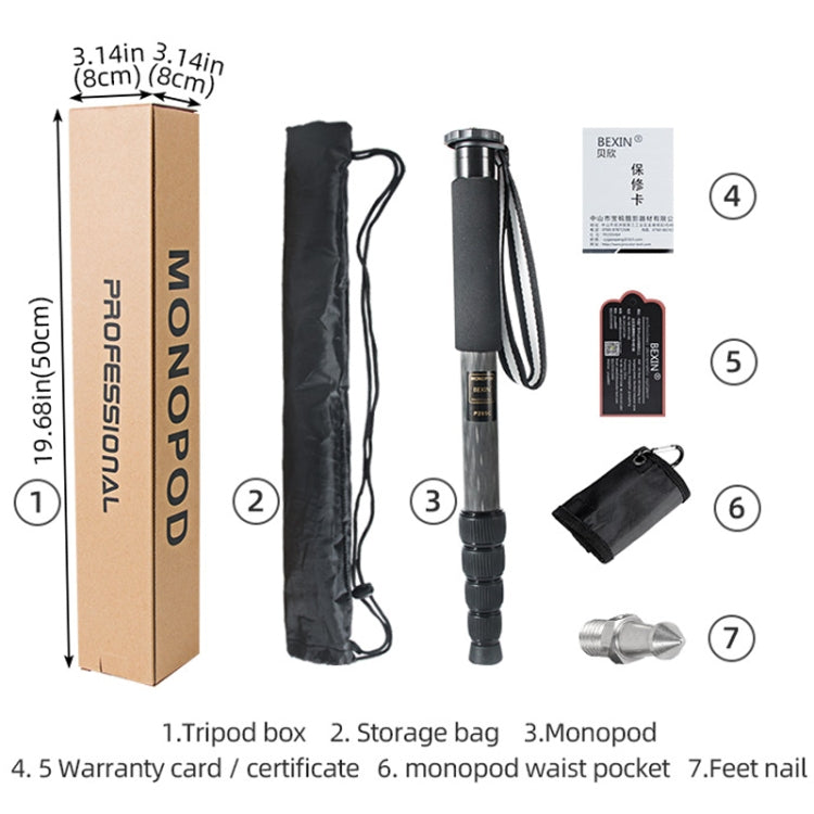 Soporte para selfies de fotografía con palo de montañismo monopié para cámara DSLR de fibra de carbono, P285C