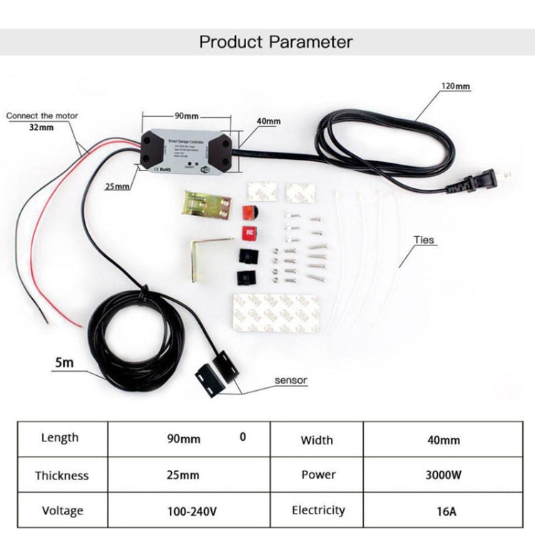 Controlador de puerta de garaje inteligente WIFI con Control remoto por aplicación Tuya, EU Plug, US Plug, UK Plug, AU Plug