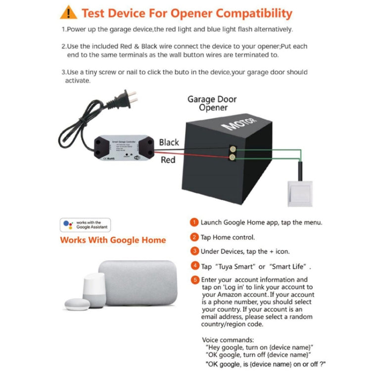 Controlador de puerta de garaje inteligente WIFI con Control remoto por aplicación Tuya, EU Plug, US Plug, UK Plug, AU Plug