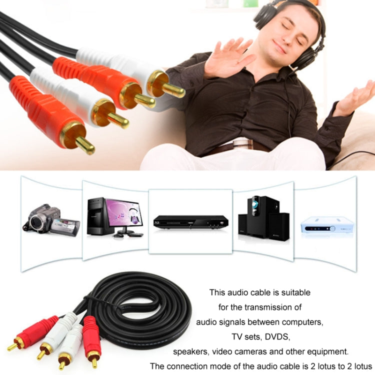 Cable de audio doble Lotus RCA Cable de audio para amplificador de potencia dos a dos, 1.5m, 3m, 5m