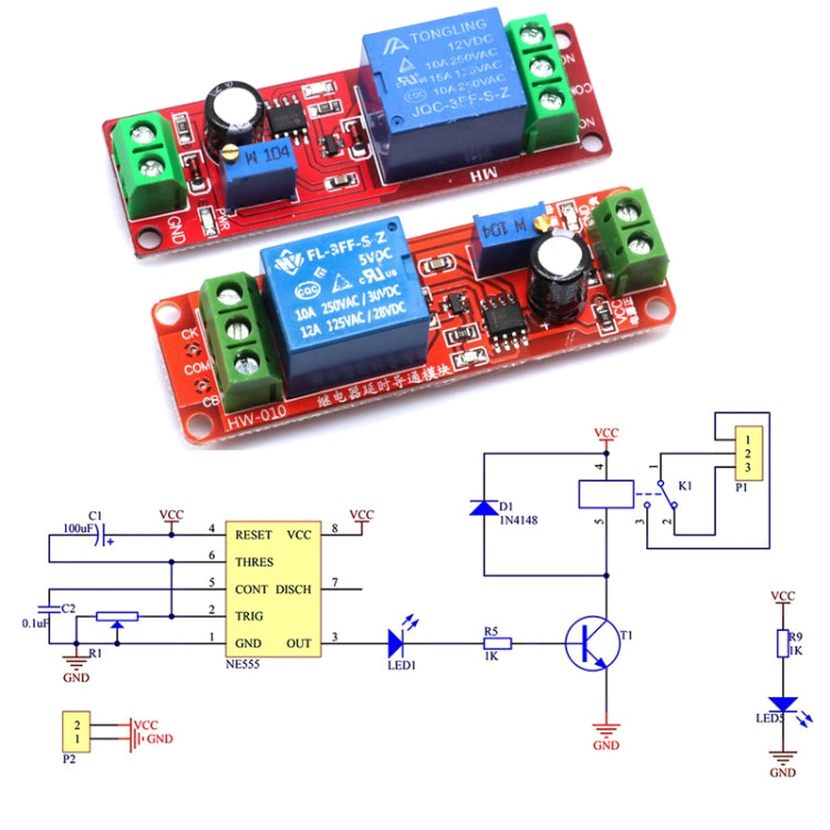 Relé de tiempo NE555, relé de sincronización, interruptor de Control del temporizador, relés de coche, 5V, 12V