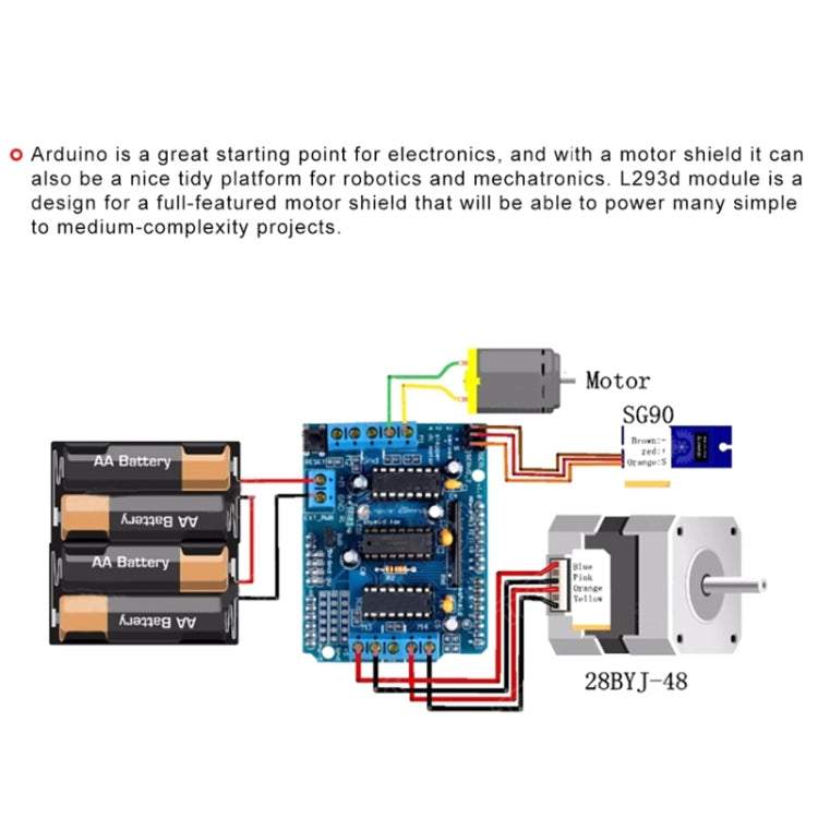 Módulo de protección de control de placa de controlador de motor L293D para Arduino UNO, Arduino Mega 2560, L293D