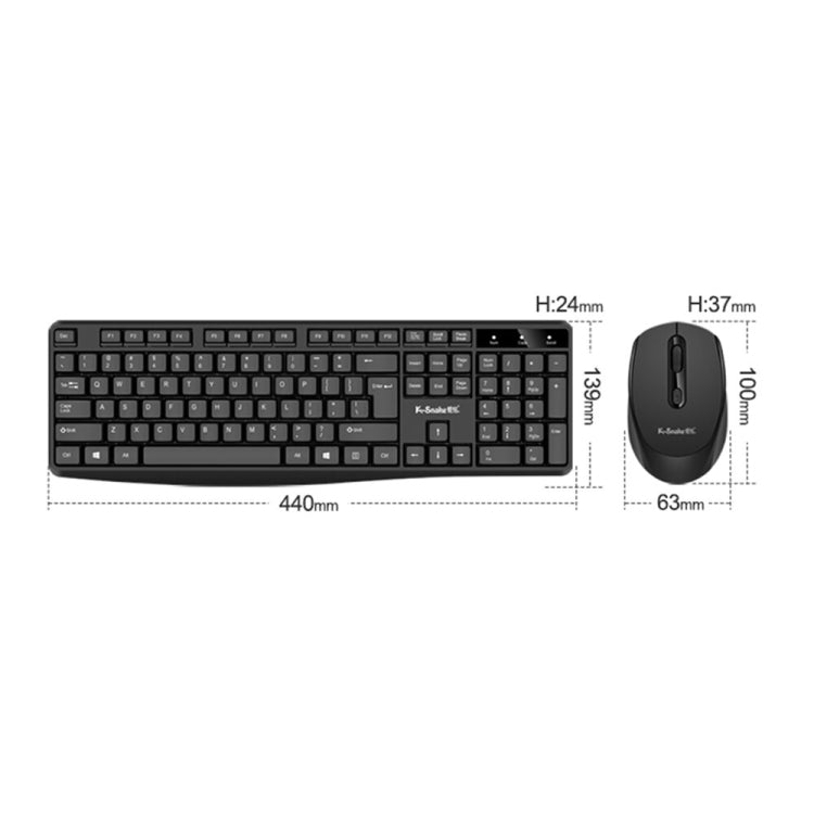 K-Snake WK800 Juego de ratón y teclado inalámbrico 2,4G, ordenador de sobremesa, portátil, oficina de negocios, uso doméstico, White, Black