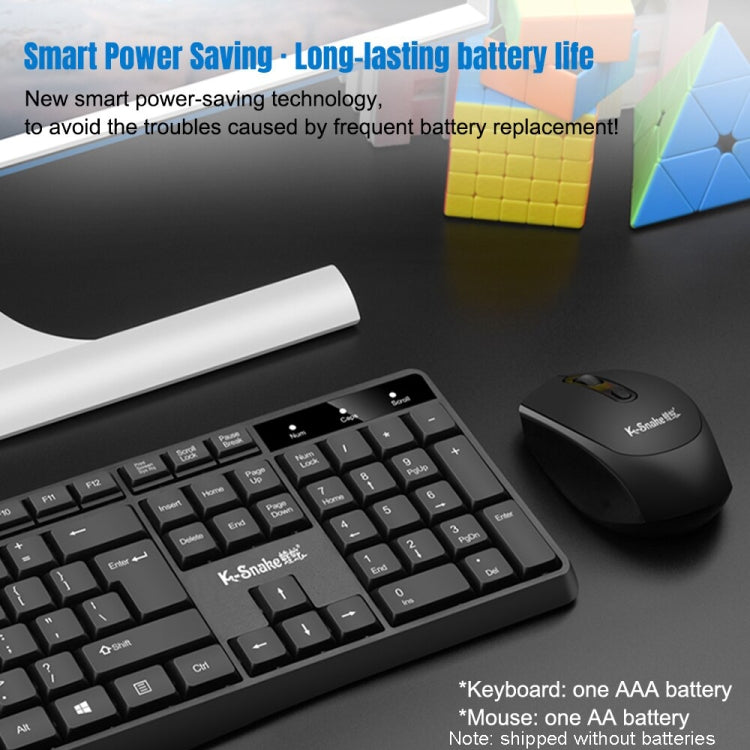 K-Snake WK800 Juego de ratón y teclado inalámbrico 2,4G, ordenador de sobremesa, portátil, oficina de negocios, uso doméstico, White, Black