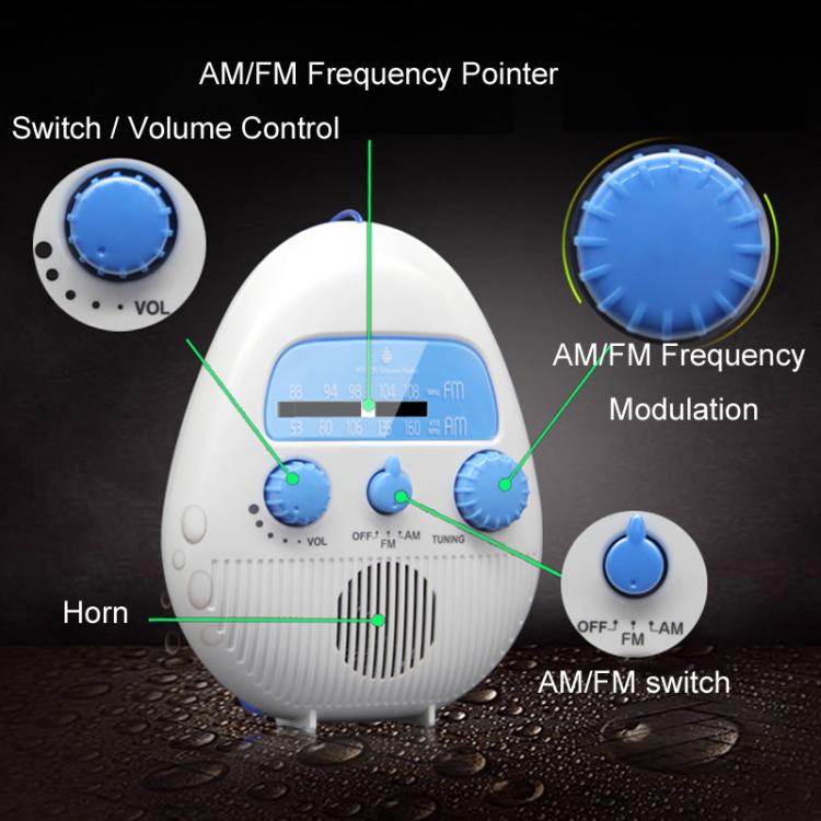 Radio FM portátil e impermeable con cuerda para colgar, ideal para el baño., SY-900