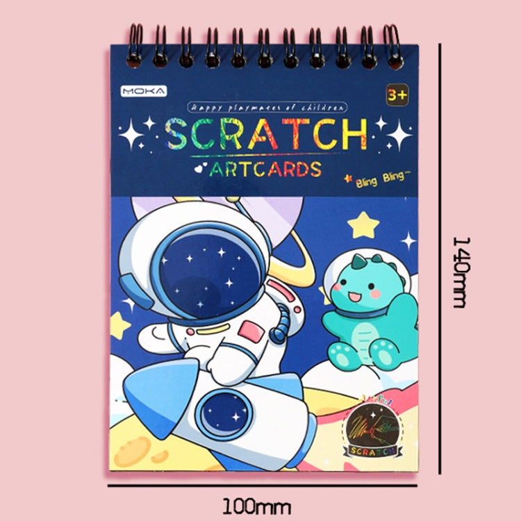 Libro de rasguños de bobina colorida de papel pintado a mano con bolígrafo, Haruita Huahua, Peach Juice, Interstellar Travel, Millet