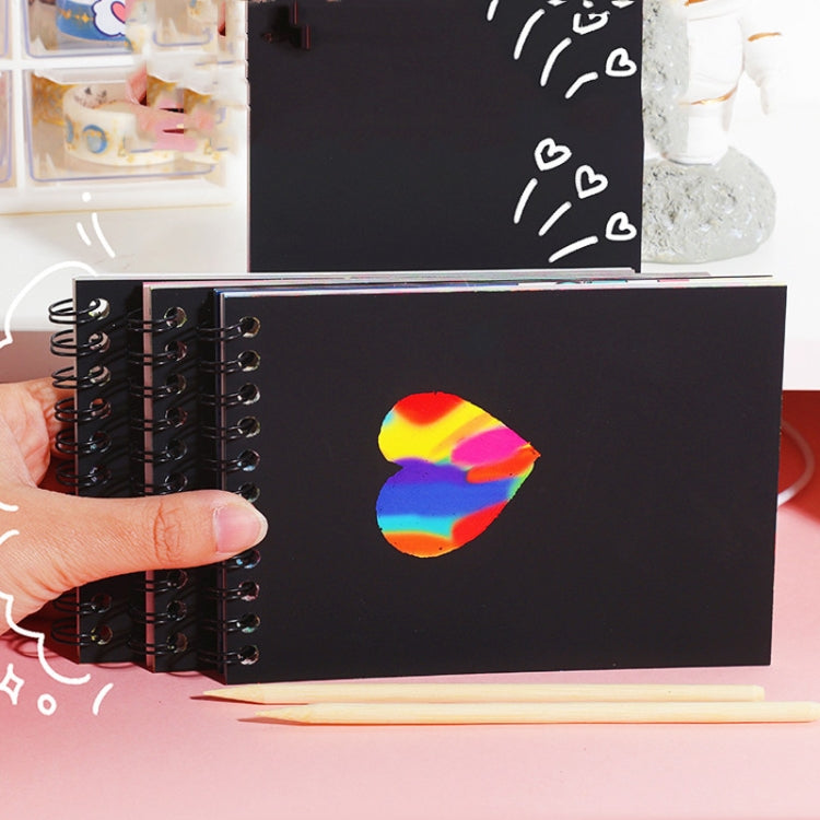 Libro de rasguños de bobina colorida de papel pintado a mano con bolígrafo, Haruita Huahua, Peach Juice, Interstellar Travel, Millet
