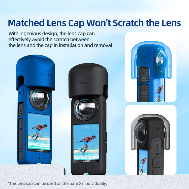 Para Insta360 X3 aMagisn Body Funda protectora de silicona, Body+Lens Case (Black), Body+Lens Case (Blue), Body Case (black), Body Case (Blue), Lens Case (Black), Lens Case (Blue)
