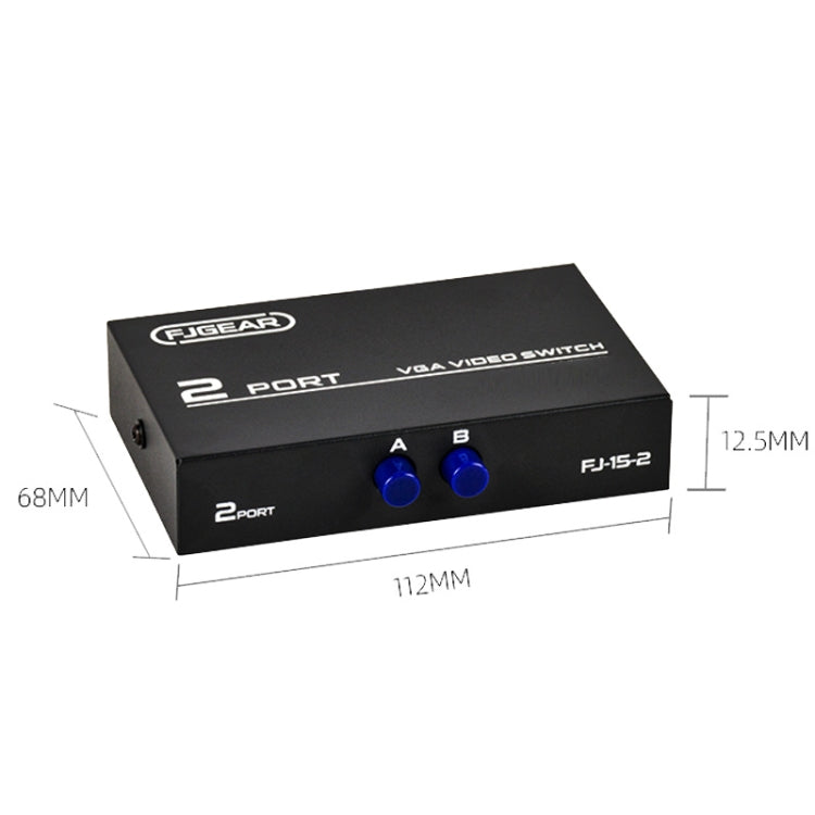 FJGEAR FJ-15-2 Conmutador VGA para computadora Compartidor de conmutación bidireccional 2 en 1 salida, FJ-15-2