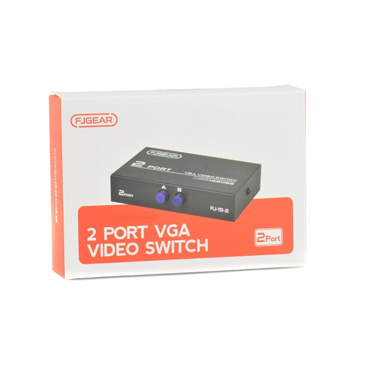 FJGEAR FJ-15-2 Conmutador VGA para computadora Compartidor de conmutación bidireccional 2 en 1 salida, FJ-15-2