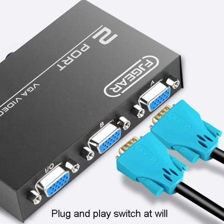 FJGEAR FJ-15-2 Conmutador VGA para computadora Compartidor de conmutación bidireccional 2 en 1 salida, FJ-15-2