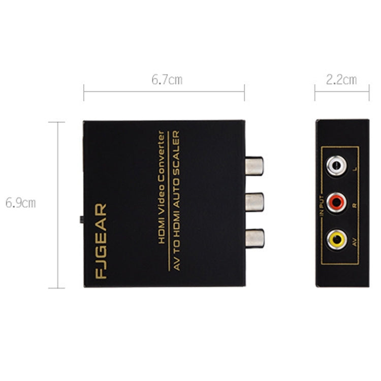 FJGEAR FJ-AH1308 Convertidor AV a HDMI con escalado automático, FJ-AH1308