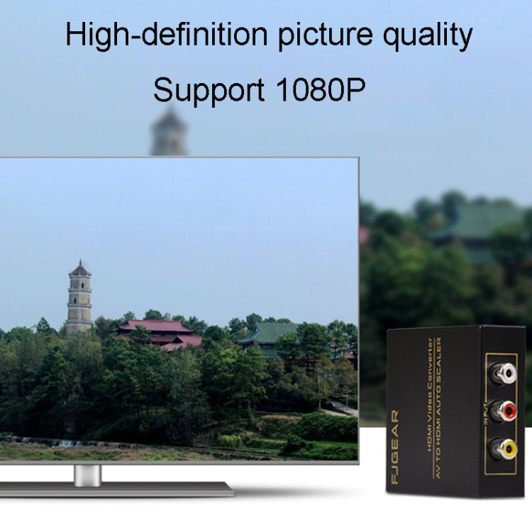 FJGEAR FJ-AH1308 Convertidor AV a HDMI con escalado automático, FJ-AH1308