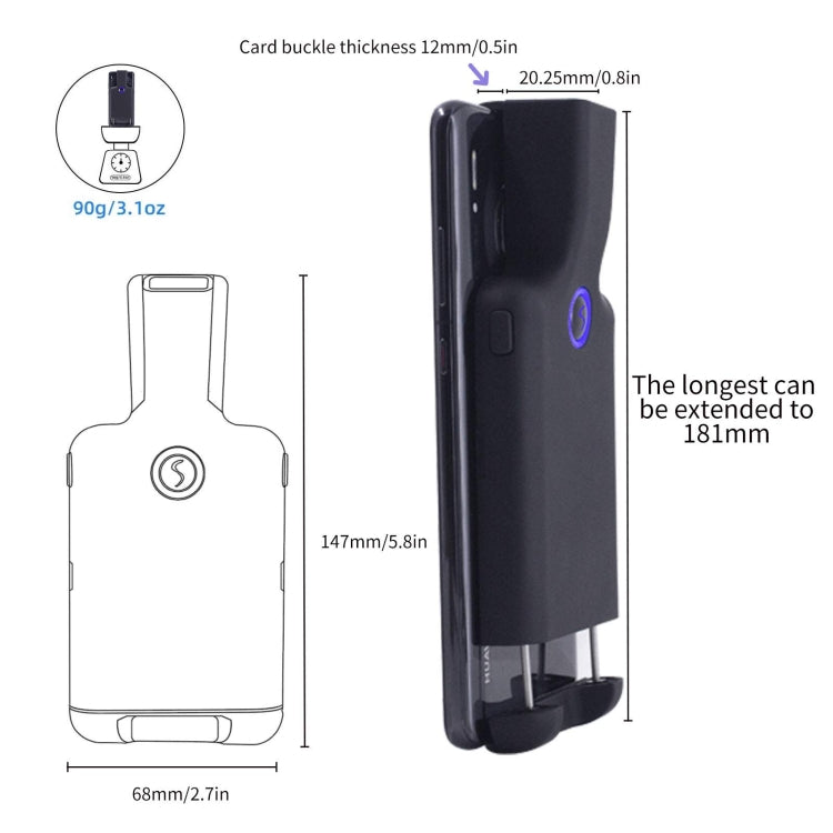 HC101D 2D Escáner de código de barras Bluetooth Lector de código de barras inalámbrico con clip trasero, 2D Middle, 2D Side