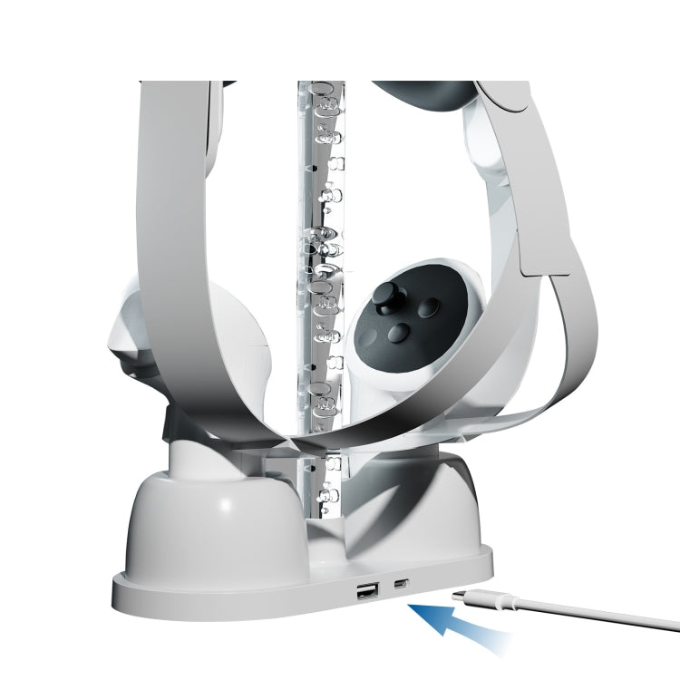 Para gafas Oculus/Meta Quest 3 VR, Base de carga, soporte de almacenamiento con luz RGB fría, Charging Base