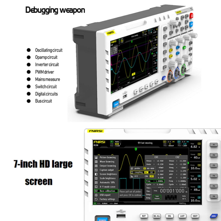 Osciloscopio digital FNIRSI 2 en 1 de doble canal con ancho de banda de 100 M y generador de señales de muestreo 1GS, enchufe de la UE, 1014D, 1014D +P4100 Probe