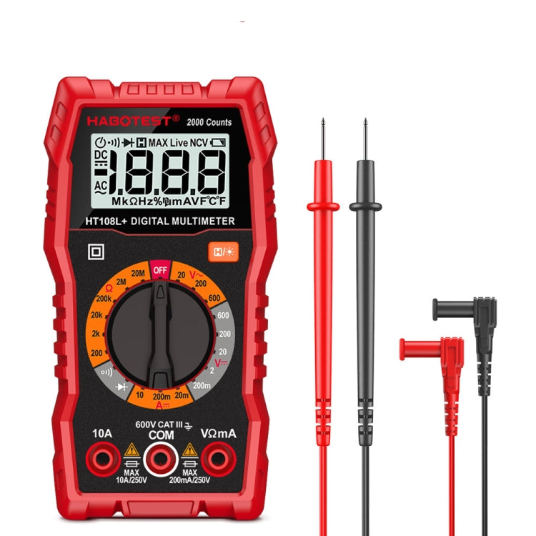 HABOTEST HT108L 600V 10A LCD Multímetro digital DC Voltaje Diodo Freguency Multitester Probador de corriente, HT108L