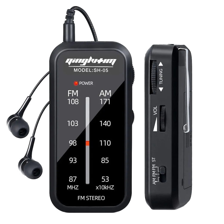 SH-05 Mini prueba de escucha Radio especial de dos bandas FM/AM tipo Pin con clip trasero, SH-05