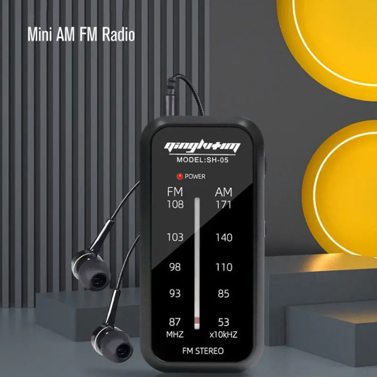 SH-05 Mini prueba de escucha Radio especial de dos bandas FM/AM tipo Pin con clip trasero, SH-05