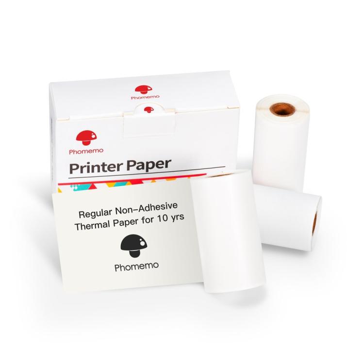 Para Phomemo M02 / M02S / M02 Pro 3 rollos/paquete 53mm 10 años protección de los ojos papel térmico adhesivo Beige, Eyes Protection Beige Sticker