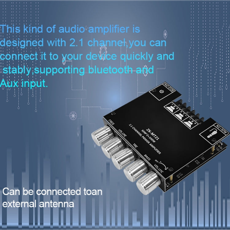 Módulo amplificador digital Bluetooth ZK-MT21 50W x 2+100W 2.1 canales, ZK-MT21