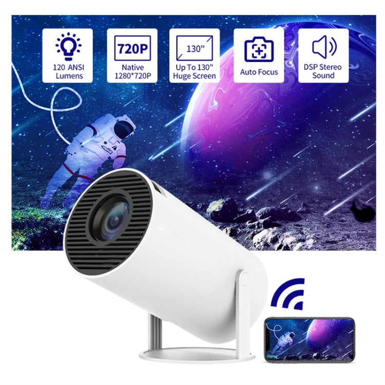 Proyector inteligente HY300 Sistema Android 11.0 Proyector portátil de 120 lúmenes, US Plug, UK Plug, AU Plug, EU Plug