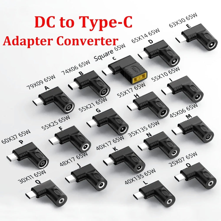 Adaptador multifunción de alimentación CC macho a hembra de 65W a alimentación PD para ordenador portátil, 7.9x0.9mm A, 7.4x0.6mm B, Square Port C, 6.5x1.4mm D, 6.3x3.0mm E, 5.5x2.5mm F, 5.5x2.1mm G, 5.5x1.7mm H, 5.5x1.0mm I, 4.8x1.7mm J, 4.0x1.7mm K  ...