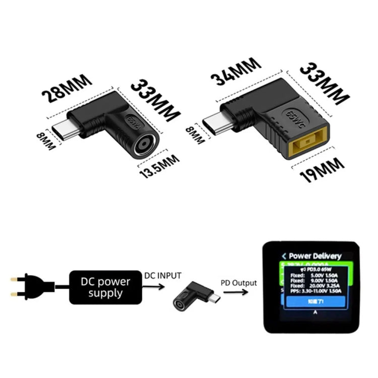 Adaptador multifunción de alimentación CC macho a hembra de 65W a alimentación PD para ordenador portátil, 7.9x0.9mm A, 7.4x0.6mm B, Square Port C, 6.5x1.4mm D, 6.3x3.0mm E, 5.5x2.5mm F, 5.5x2.1mm G, 5.5x1.7mm H, 5.5x1.0mm I, 4.8x1.7mm J, 4.0x1.7mm K  ...
