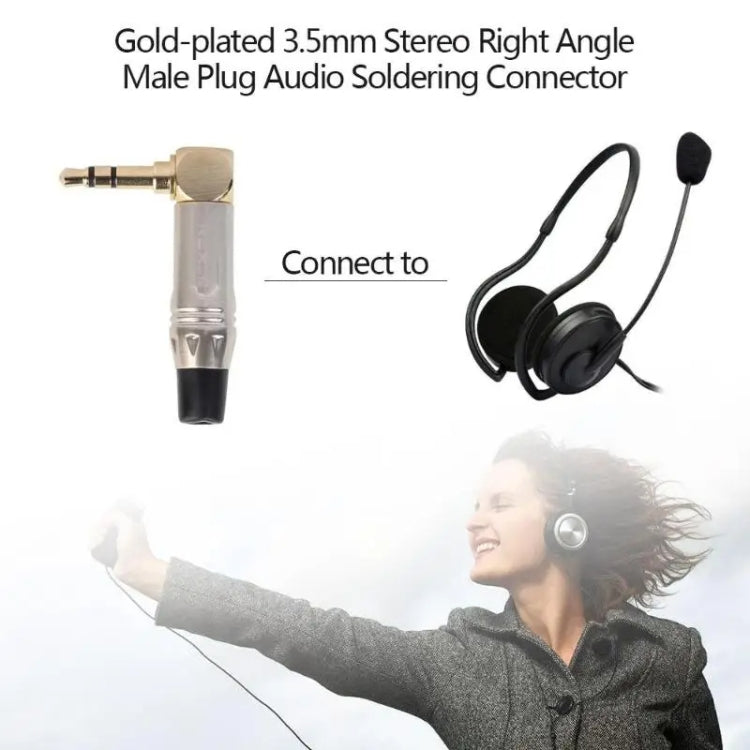 Enchufe de soldadura de cable para auriculares estéreo de 90 grados y 3,5 mm en forma de L de aleación de zinc, Zinc Alloy