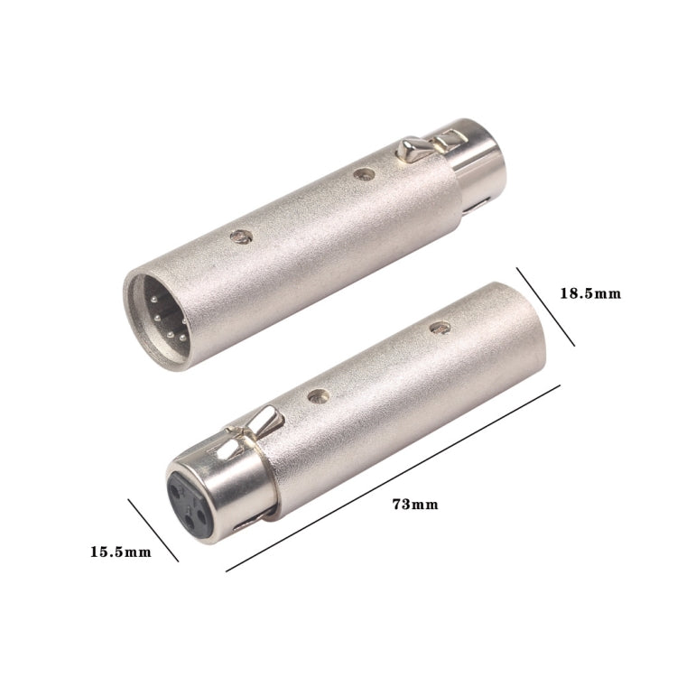 Carcasa de aleación de zinc, XLR hembra grande de 3 pines a XLR macho de 5 pines, lámpara de señal DMX, adaptador XLR
